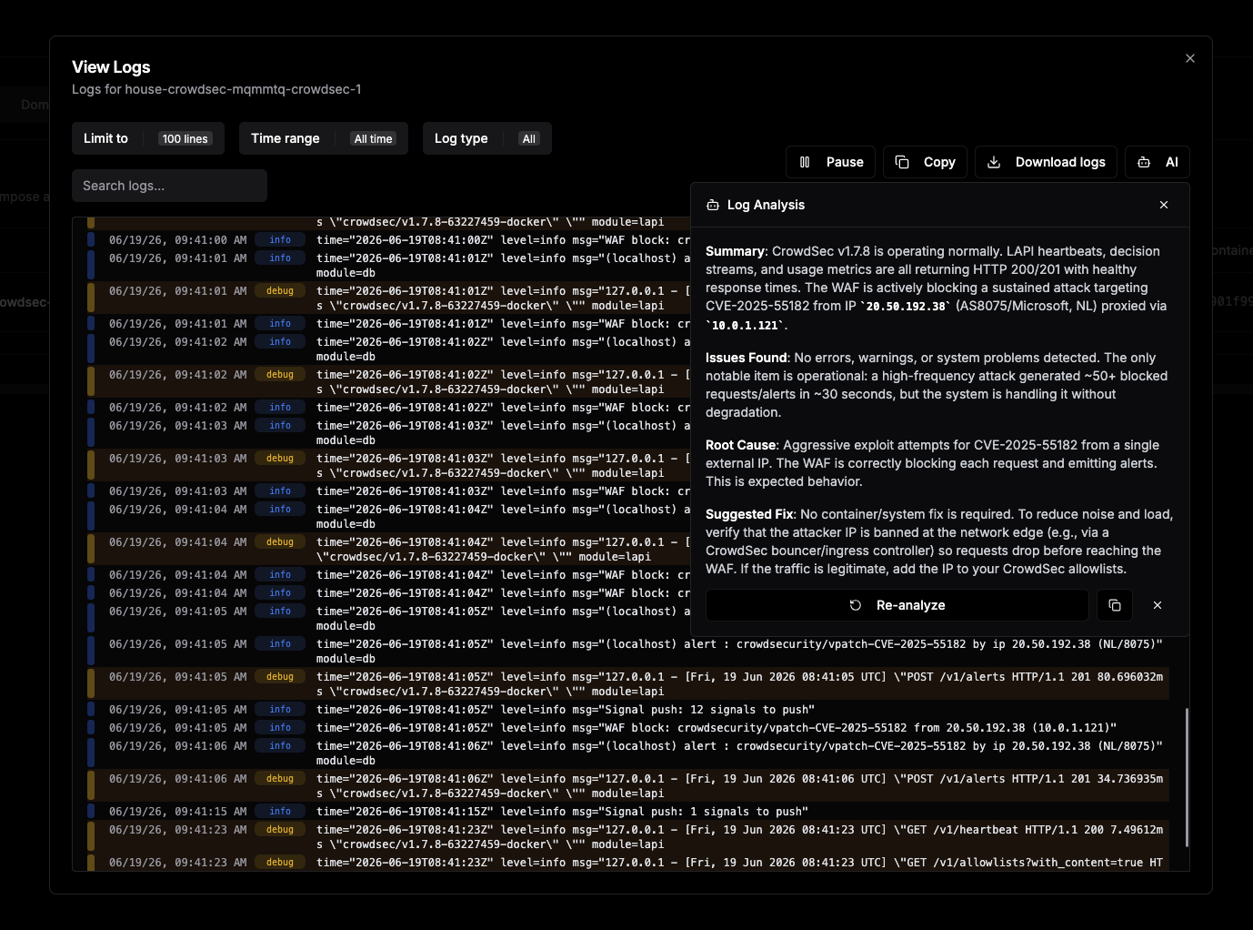 AI Summary of Log Exploit