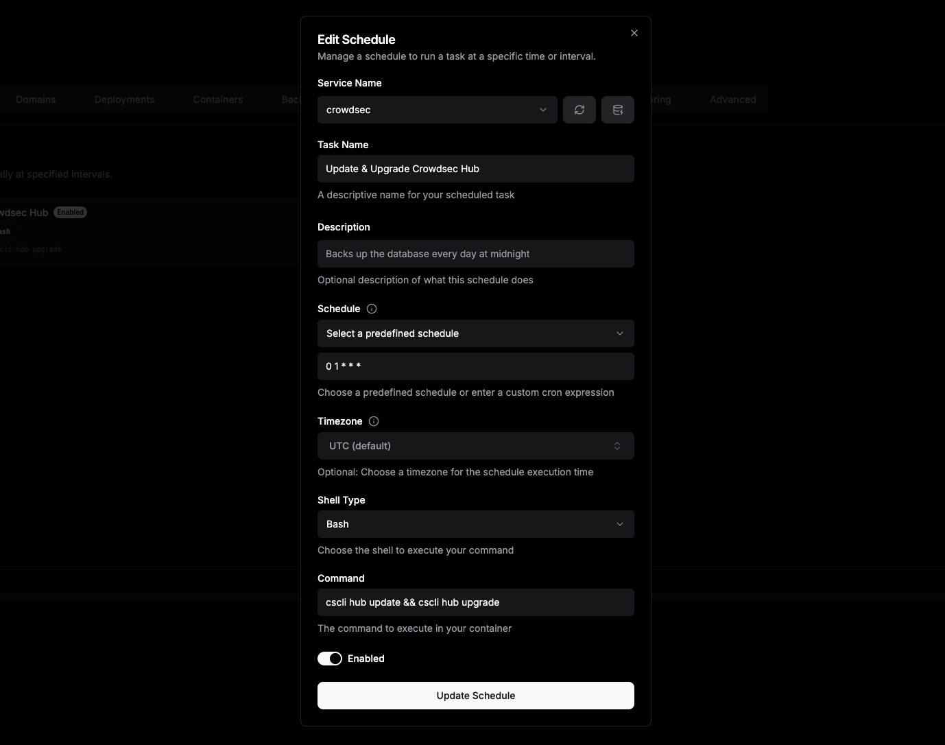 Dokploy Automation Schedule
