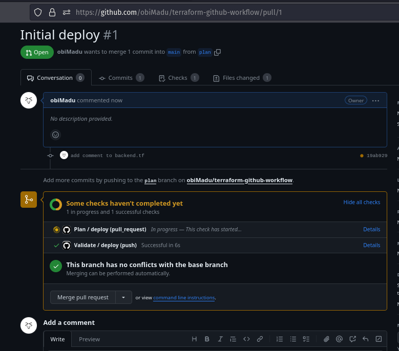 Plan workflow starts to run