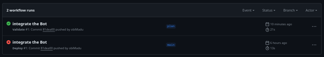 Successfull Validate workflow run